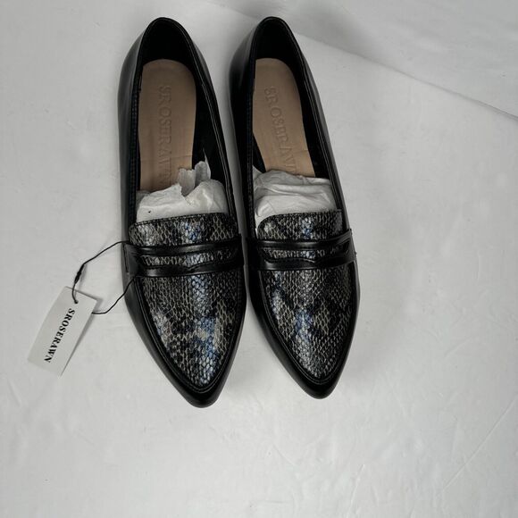 Sroserawn Black & Gray Snakeskin Pattern Penny Loafers Women’s Size 9 - Picture 1 of 9